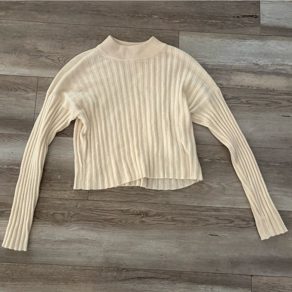 Madewell Ivory Ribbed Knit Sweater